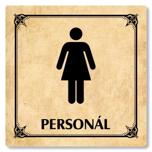 WC ženy personál, 118x118mm, pergamen, Nebraska
